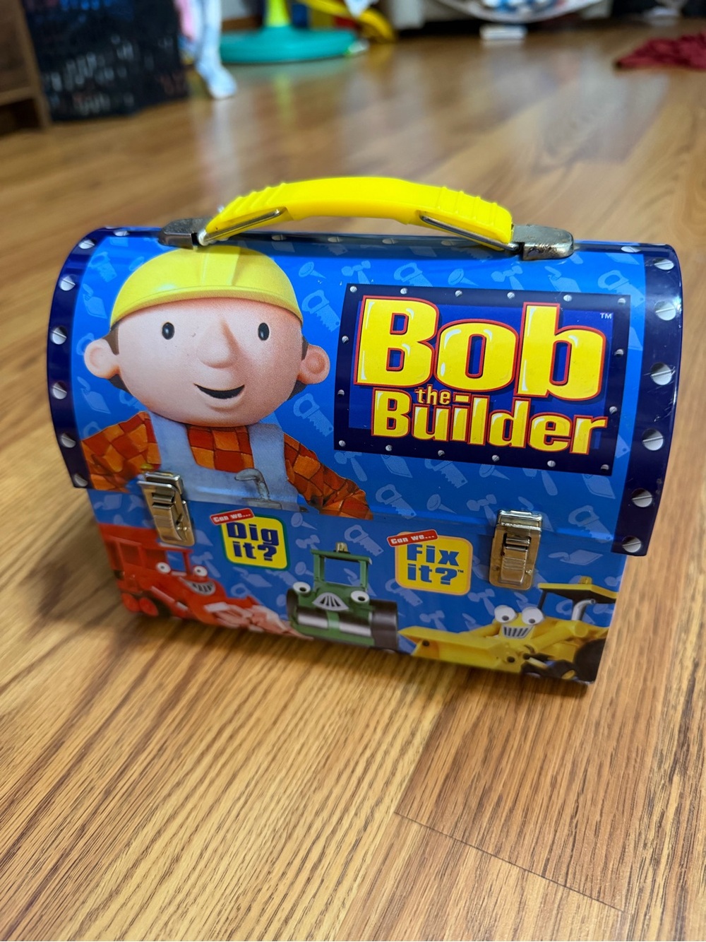 Bob the Builder 2001 Blue Tin Lunchbox Toolbox